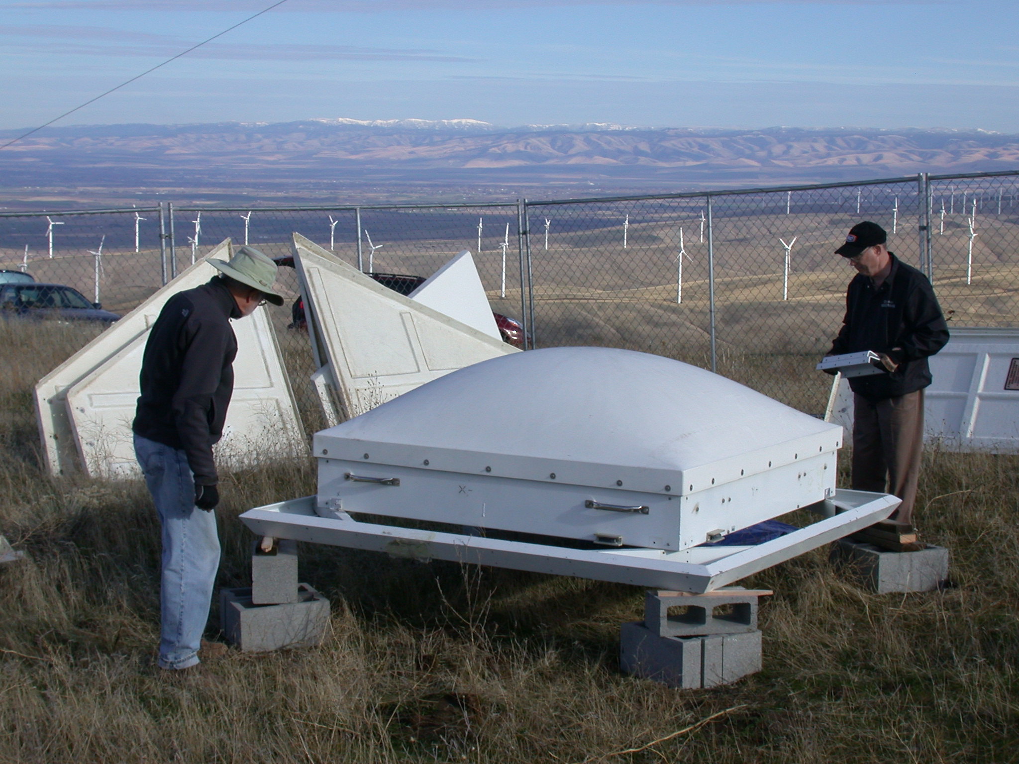 As part of the Columbia Basin Wind Energy Study, a radar wind profiler is gathering data near an operating wind plant in northeastern Oregon and southwestern Washington State.