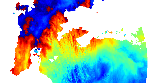 Cropped-in image of mean Doppler velocity (m/s) during TRACER case. Original image is from Meng Wang, Brookhaven National Laboratory.